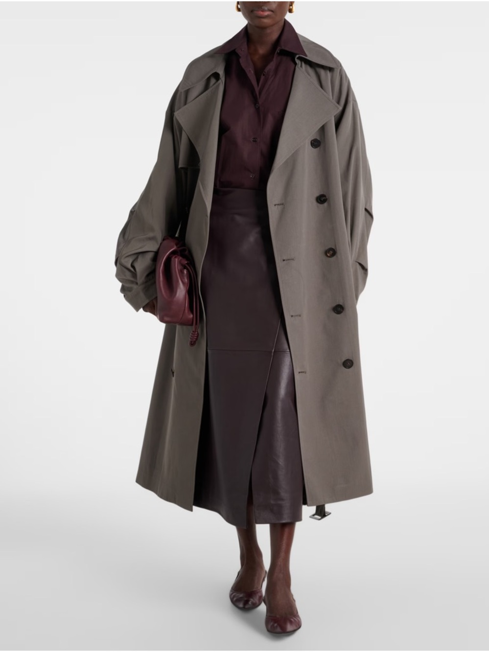 THE FRANKIE SHOP • Mavis Oversized Grey Trench Coat - Picture 4 of 16